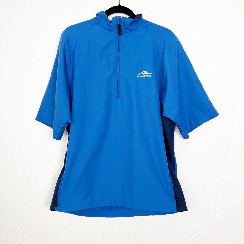 Nike Golf Mens Medium Blue Lake Las Vegas Short Sleeve Vented Windbreaker Shirt